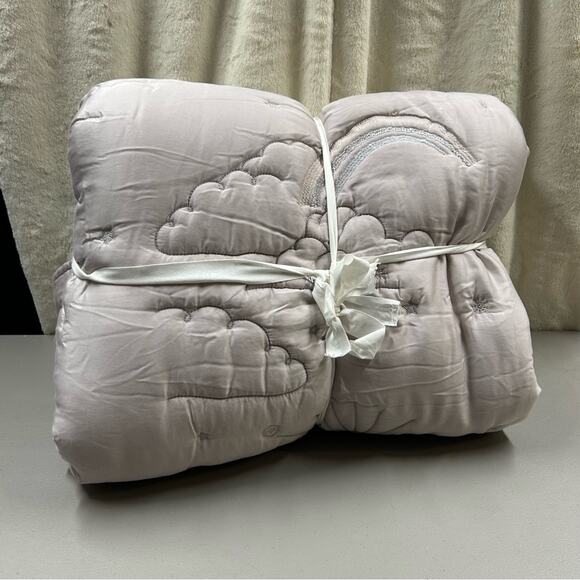 Pottery Barn Marlo Tencel Quilt Twin Size Lavender Purple Stitching Bedding NEW - Picture 4 of 5